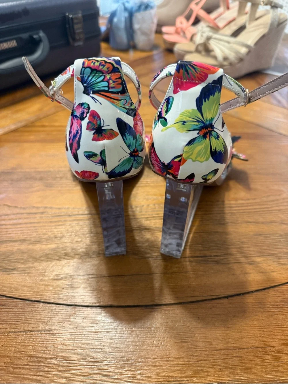 Betsey Johnson Butterfly Acrylic Wedge Heel- Designer